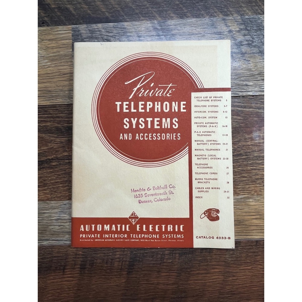 Vintage Automatic Electric Private Telephone Systems Catalog 4033-B Chicago USA
